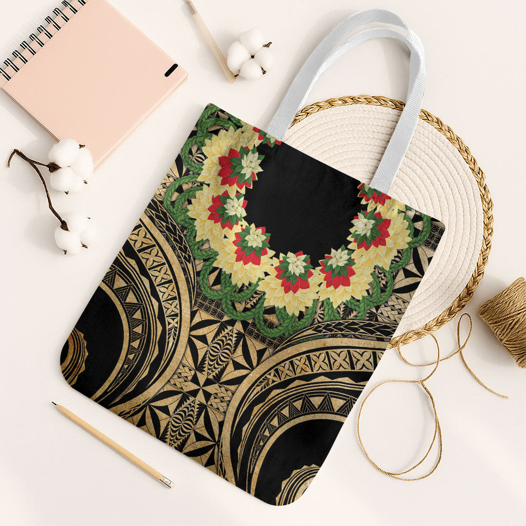 Grunge Gold Tonga Ngatu Kahoa Lei Tote Bag LT14 White Strap One Size Gold - Polynesian Pride