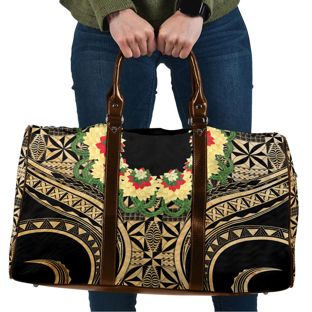 Grunge Gold Tonga Ngatu Kahoa Lei Travel Bag LT14 Gold - Polynesian Pride