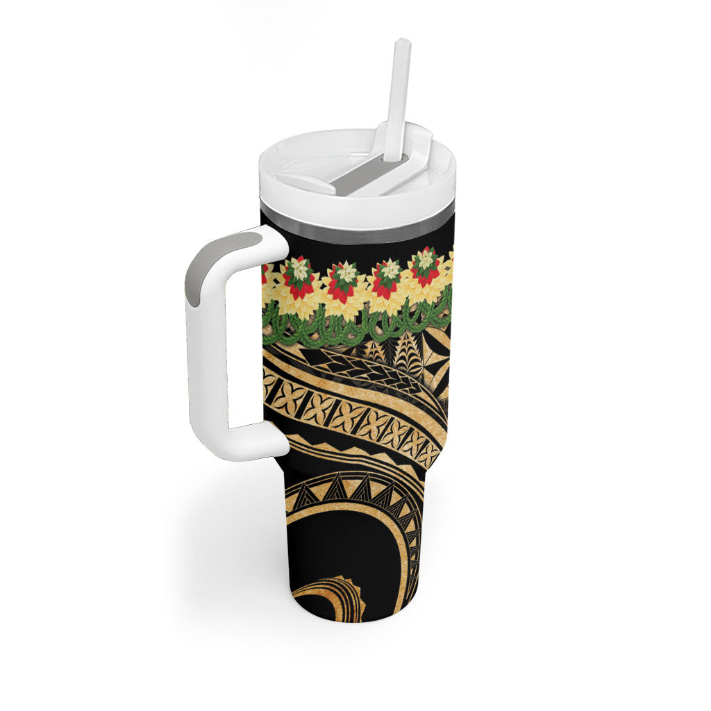 Grunge Gold Tonga Ngatu Kahoa Lei Tumbler With Handle LT14 - Polynesian Pride