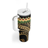 Grunge Gold Tonga Ngatu Kahoa Lei Tumbler With Handle LT14 - Polynesian Pride