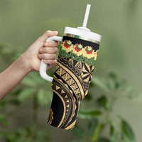 Grunge Gold Tonga Ngatu Kahoa Lei Tumbler With Handle LT14 - Polynesian Pride