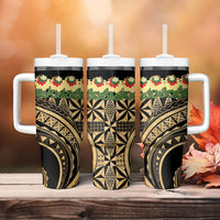 Grunge Gold Tonga Ngatu Kahoa Lei Tumbler With Handle LT14 - Polynesian Pride