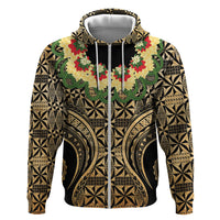 Grunge Gold Tonga Ngatu Kahoa Lei Zip Hoodie LT14 Zip Hoodie Gold - Polynesian Pride