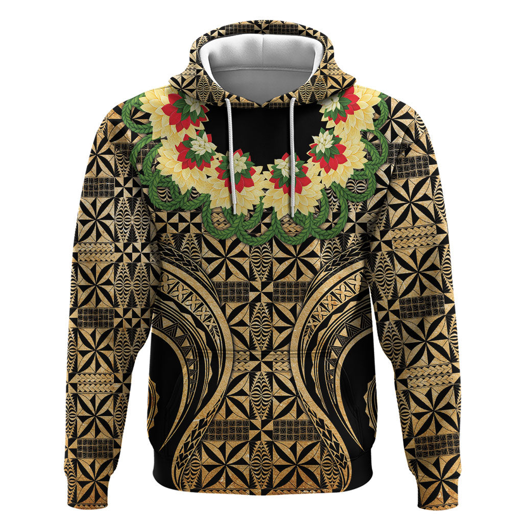 Grunge Gold Tonga Ngatu Kahoa Lei Zip Hoodie LT14 Pullover Hoodie Gold - Polynesian Pride