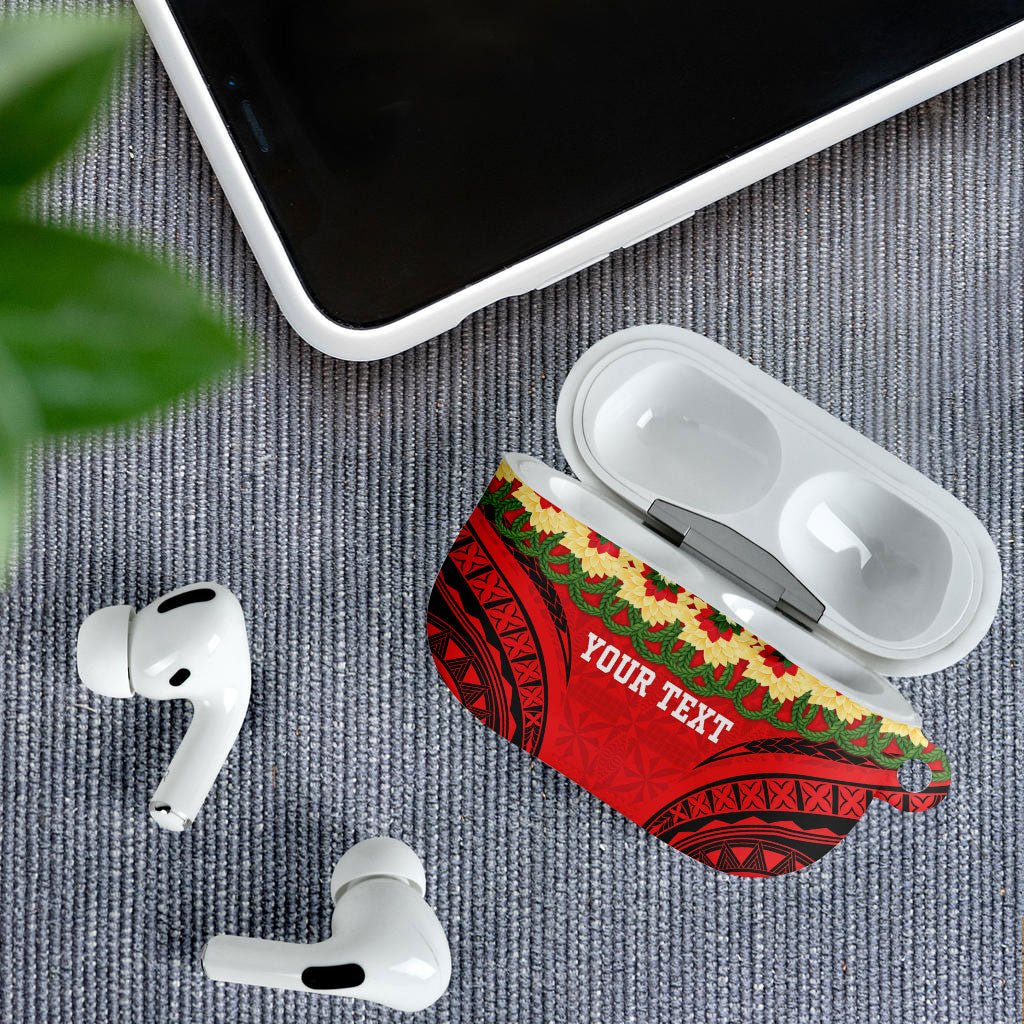 Personalised Red Tonga Ngatu Kahoa Lei AirPods Case LT14 - Polynesian Pride