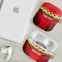 Personalised Red Tonga Ngatu Kahoa Lei AirPods Case LT14 - Polynesian Pride