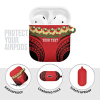 Personalised Red Tonga Ngatu Kahoa Lei AirPods Case LT14 - Polynesian Pride