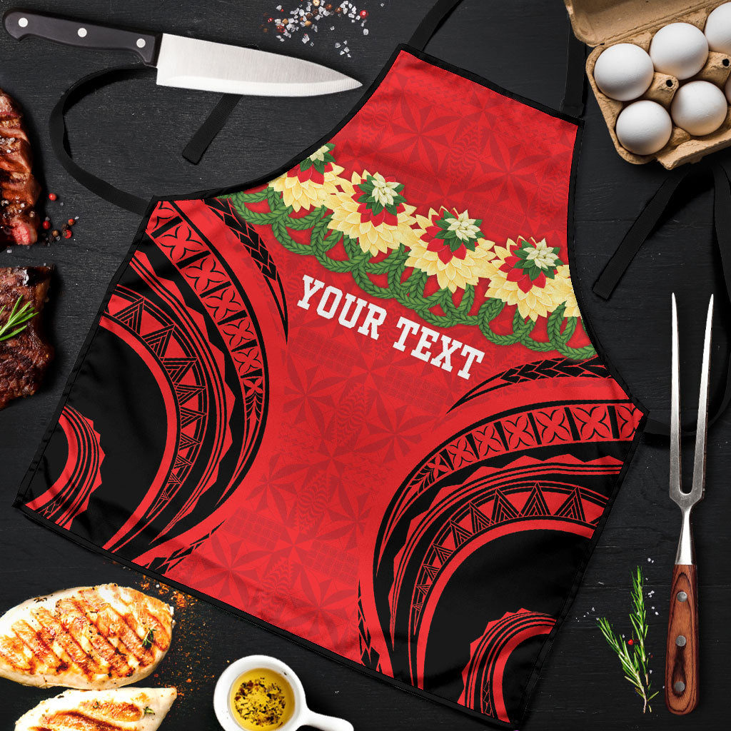 Personalised Red Tonga Ngatu Kahoa Lei Apron LT14 Red - Polynesian Pride