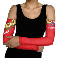 Personalised Red Tonga Ngatu Kahoa Lei Arm Sleeves