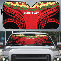 Personalised Red Tonga Ngatu Kahoa Lei Auto Sun Shade LT14 Red - Polynesian Pride