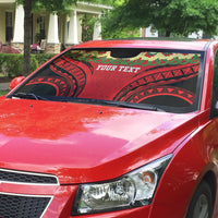Personalised Red Tonga Ngatu Kahoa Lei Auto Sun Shade LT14 - Polynesian Pride