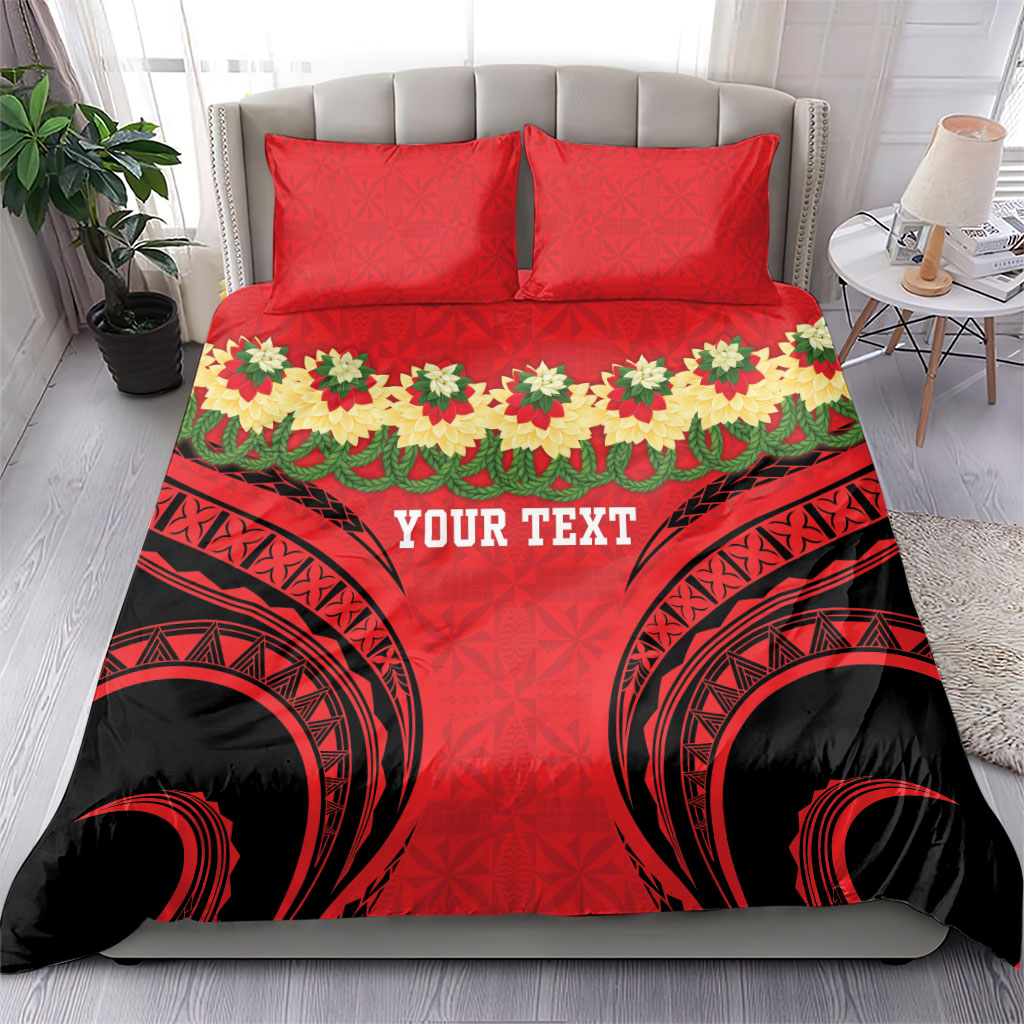 Personalised Red Tonga Ngatu Kahoa Lei Bedding Set LT14 - Polynesian Pride