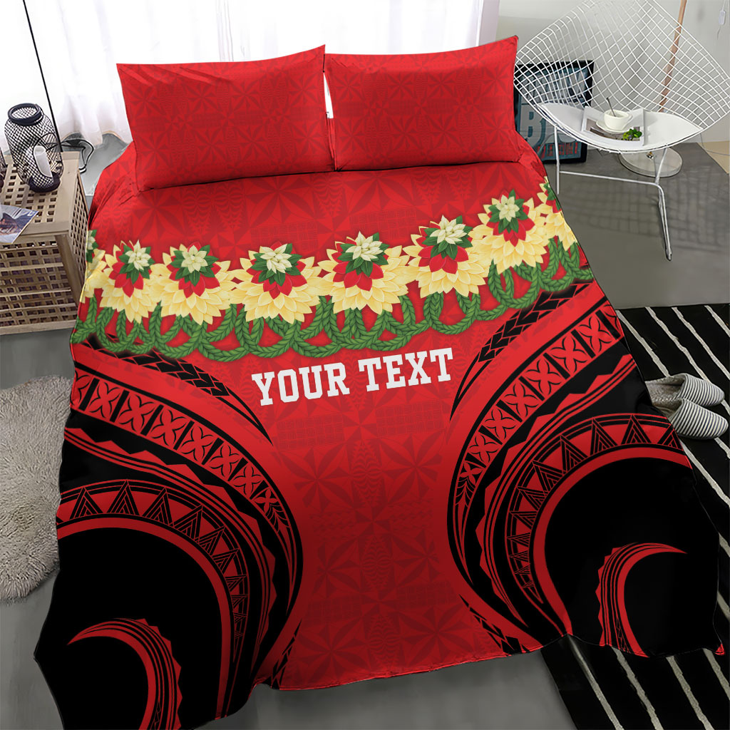 Personalised Red Tonga Ngatu Kahoa Lei Bedding Set LT14 - Polynesian Pride