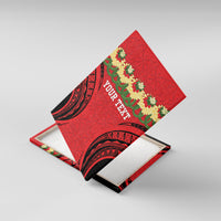 Personalised Red Tonga Ngatu Kahoa Lei Canvas Wall Art LT14 With Frame Red - Polynesian Pride