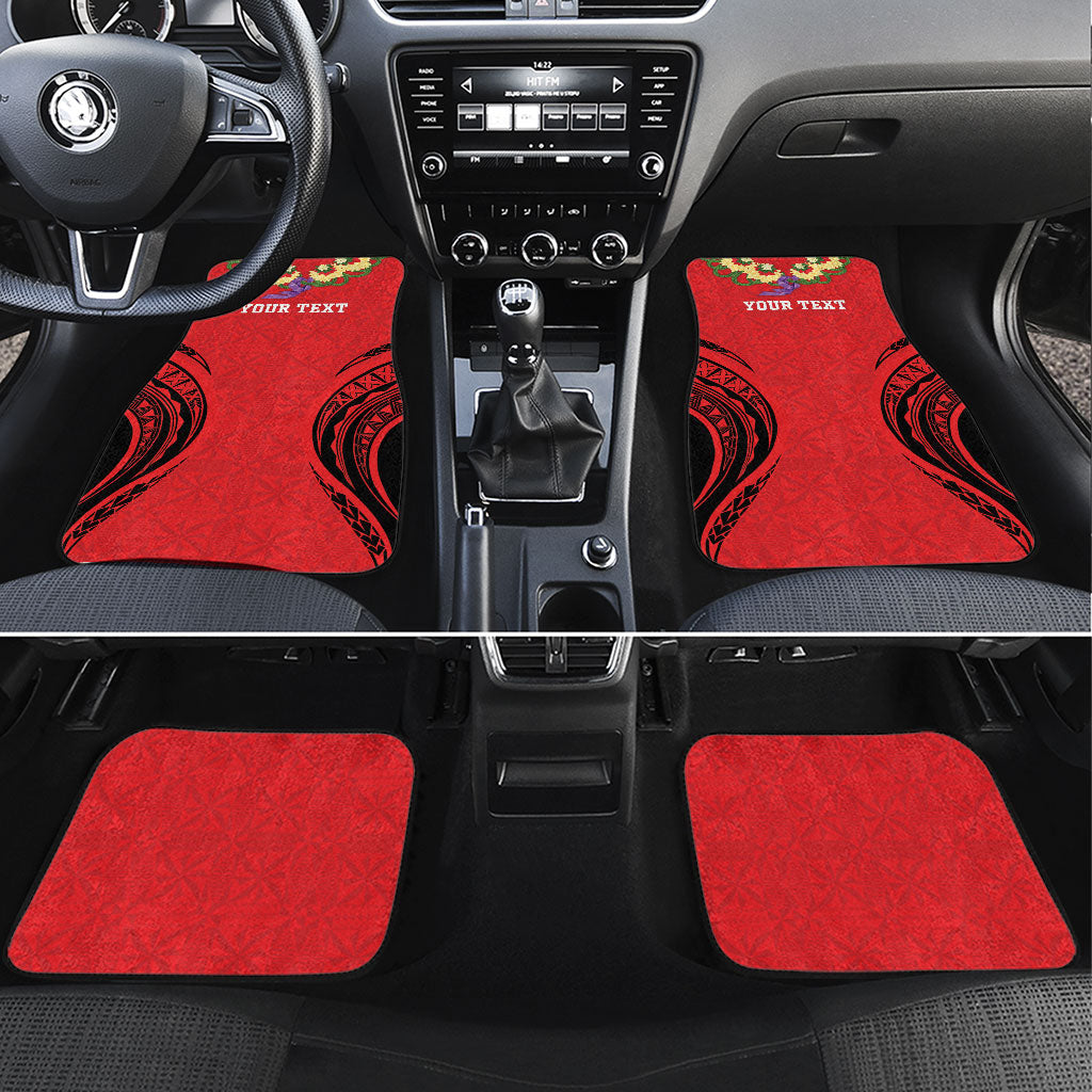 Personalised Red Tonga Ngatu Kahoa Lei Car Mats LT14 Set 4pcs Red - Polynesian Pride