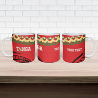 Personalised Red Tonga Ngatu Kahoa Lei Ceramic Mug LT14 - Polynesian Pride