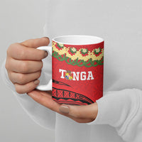 Personalised Red Tonga Ngatu Kahoa Lei Ceramic Mug LT14 - Polynesian Pride