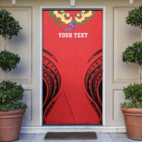 Personalised Red Tonga Ngatu Kahoa Lei Door Cover LT14 Red - Polynesian Pride