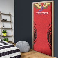 Personalised Red Tonga Ngatu Kahoa Lei Door Cover LT14 - Polynesian Pride
