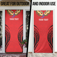 Personalised Red Tonga Ngatu Kahoa Lei Door Cover LT14 - Polynesian Pride