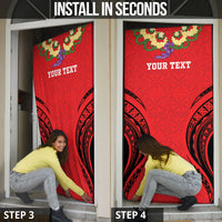 Personalised Red Tonga Ngatu Kahoa Lei Door Cover LT14 - Polynesian Pride