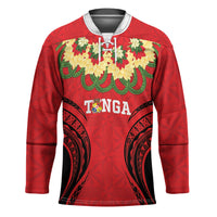 Personalised Red Tonga Ngatu Kahoa Lei Hockey Jersey LT14 Unisex Red - Polynesian Pride