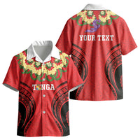 Personalised Red Tonga Ngatu Kahoa Lei Kid Hawaiian Shirt LT14 - Polynesian Pride