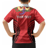 Personalised Red Tonga Ngatu Kahoa Lei Kid Hawaiian Shirt LT14 - Polynesian Pride