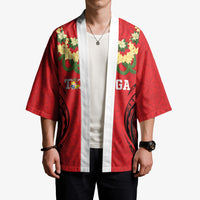 Personalised Red Tonga Ngatu Kahoa Lei Kimono LT14 - Polynesian Pride