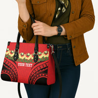 Personalised Red Tonga Ngatu Kahoa Lei Leather Bag LT14 - Polynesian Pride