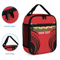 Personalised Red Tonga Ngatu Kahoa Lei Lunch Bag LT14 - Polynesian Pride