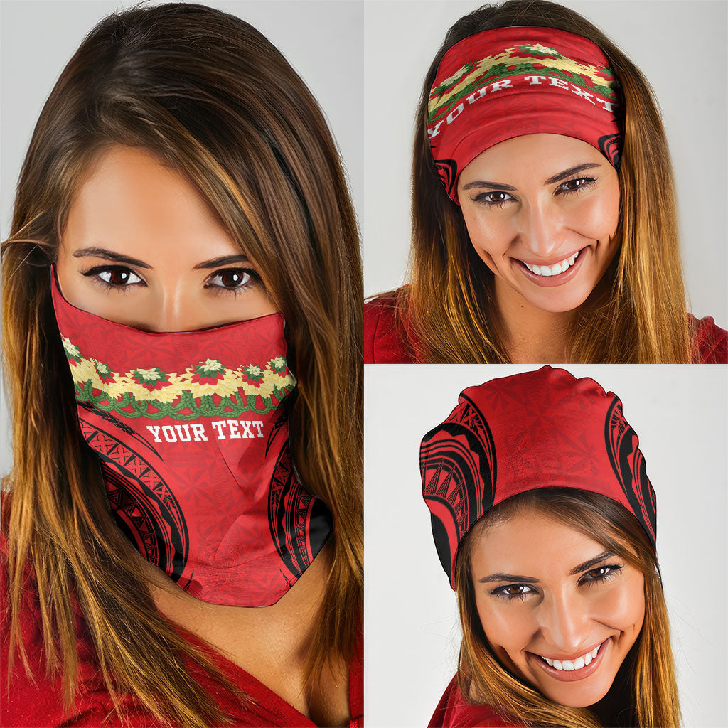 Personalised Red Tonga Ngatu Kahoa Lei Neck Gaiter LT14 - Polynesian Pride