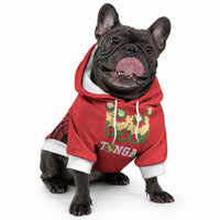 Personalised Red Tonga Ngatu Kahoa Lei Pet Hoodie LT14 - Polynesian Pride