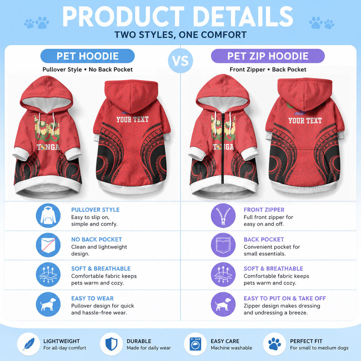 Personalised Red Tonga Ngatu Kahoa Lei Pet Hoodie LT14 - Polynesian Pride