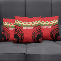 Personalised Red Tonga Ngatu Kahoa Lei Pillow Cover LT14 - Polynesian Pride