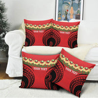 Personalised Red Tonga Ngatu Kahoa Lei Pillow Cover LT14 - Polynesian Pride