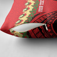 Personalised Red Tonga Ngatu Kahoa Lei Pillow Cover LT14 - Polynesian Pride