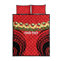 Personalised Red Tonga Ngatu Kahoa Lei Quilt Bed Set LT14 - Polynesian Pride