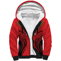 Personalised Red Tonga Ngatu Kahoa Lei Sherpa Hoodie LT14 Unisex Red - Polynesian Pride
