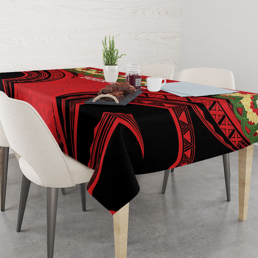 Personalised Red Tonga Ngatu Kahoa Lei Tablecloth LT14 - Polynesian Pride