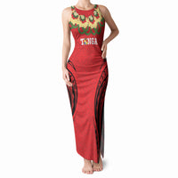 Personalised Red Tonga Ngatu Kahoa Lei Tank Maxi Dress LT14 Women Red - Polynesian Pride