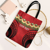 Personalised Red Tonga Ngatu Kahoa Lei Tote Bag