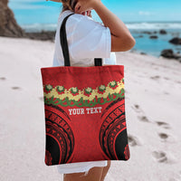 Personalised Red Tonga Ngatu Kahoa Lei Tote Bag