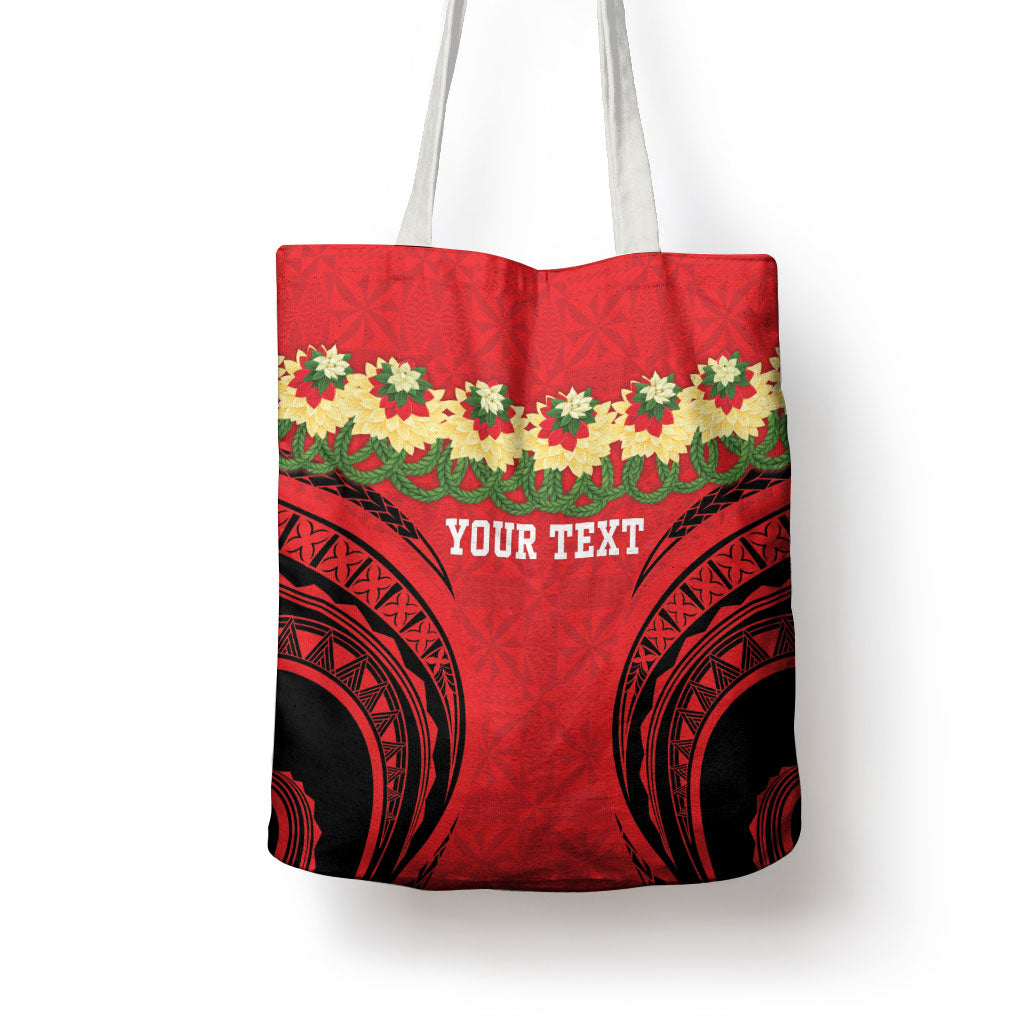 Personalised Red Tonga Ngatu Kahoa Lei Tote Bag