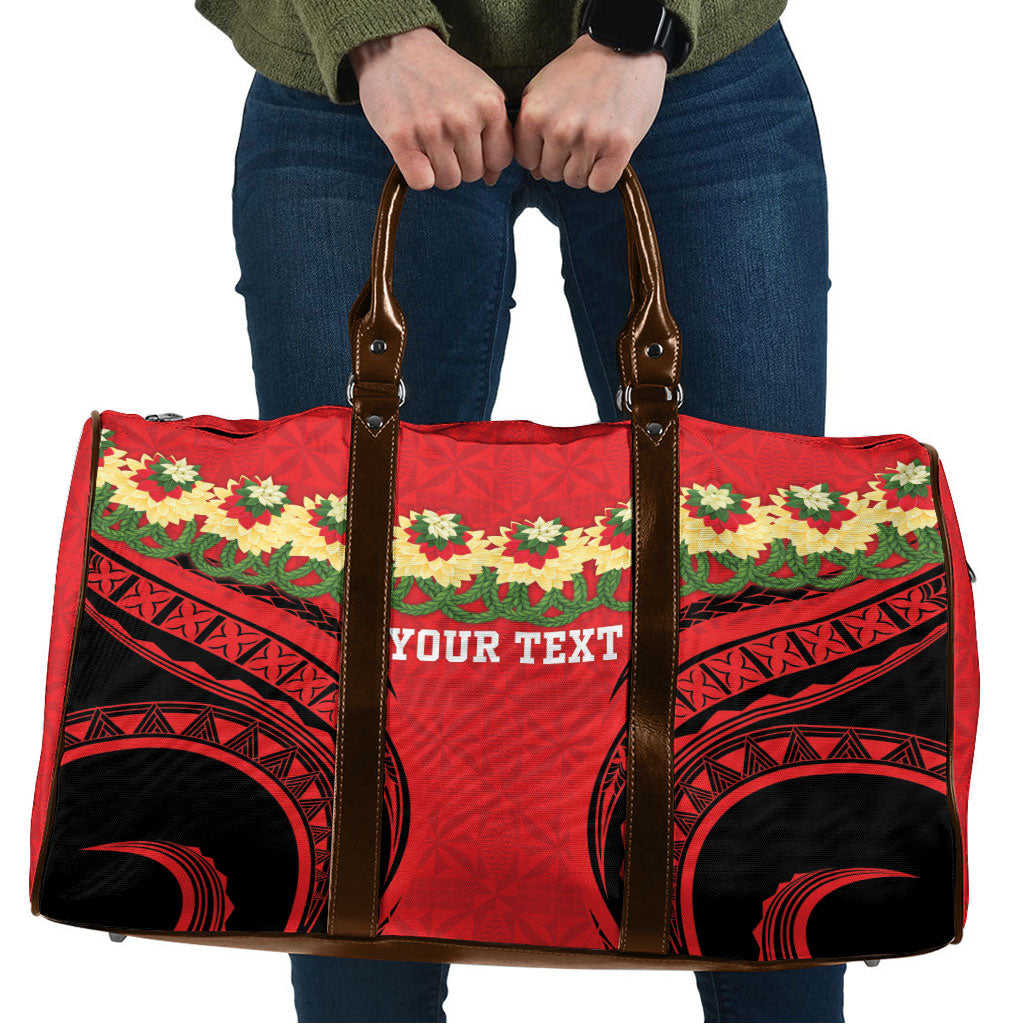 Personalised Red Tonga Ngatu Kahoa Lei Travel Bag LT14 Red - Polynesian Pride