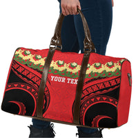Personalised Red Tonga Ngatu Kahoa Lei Travel Bag LT14 - Polynesian Pride