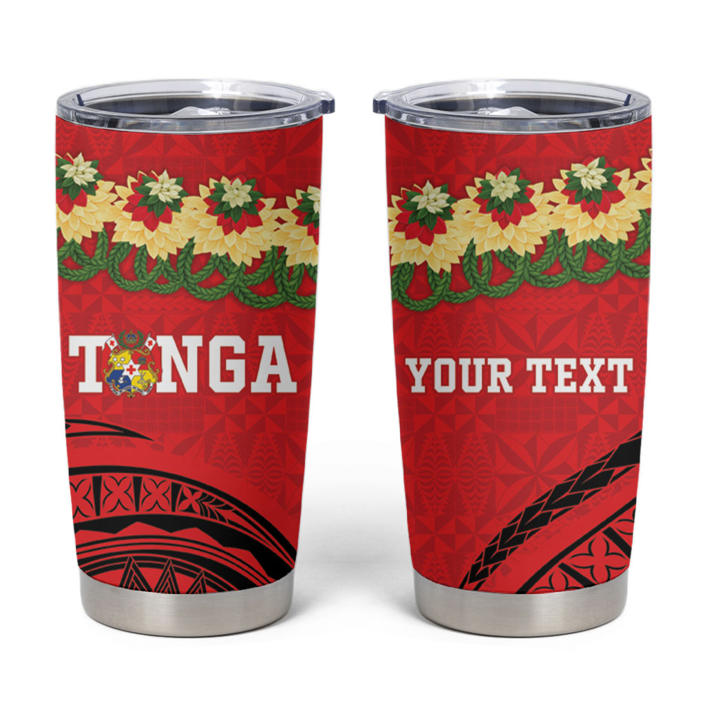 Personalised Red Tonga Ngatu Kahoa Lei Tumbler Cup LT14 Red - Polynesian Pride