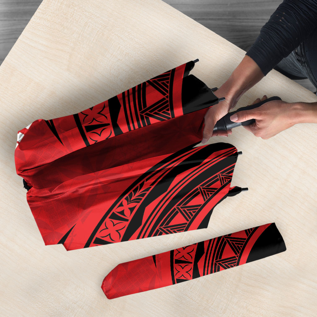 Personalised Red Tonga Ngatu Kahoa Lei Umbrella LT14 - Polynesian Pride