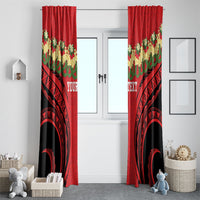 Personalised Red Tonga Ngatu Kahoa Lei Window Curtain LT14 - Polynesian Pride