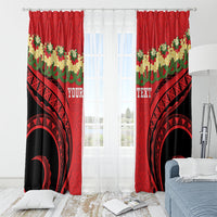 Personalised Red Tonga Ngatu Kahoa Lei Window Curtain LT14 - Polynesian Pride